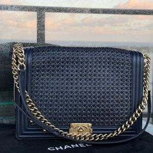 Chanel Boy Flap Bag Braided‎ Sheepskin XL Woven
